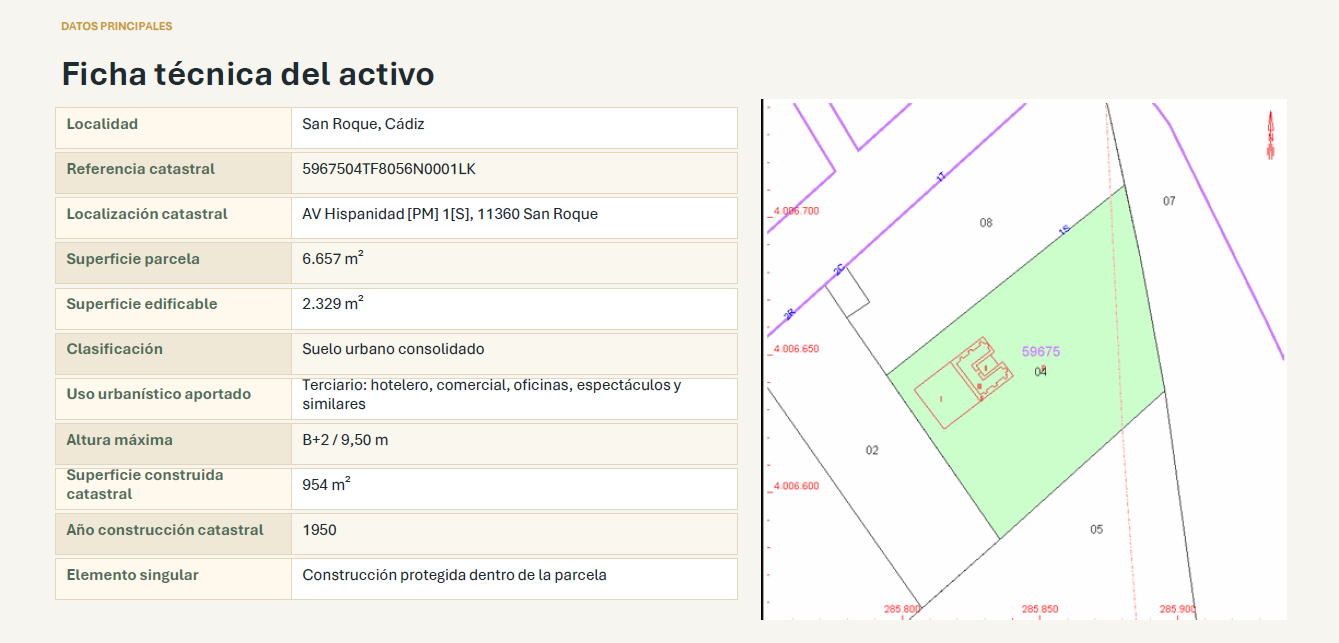 Parcela urbana terciaria de 6.657 m² con 2.329 m² edificables en San Roque